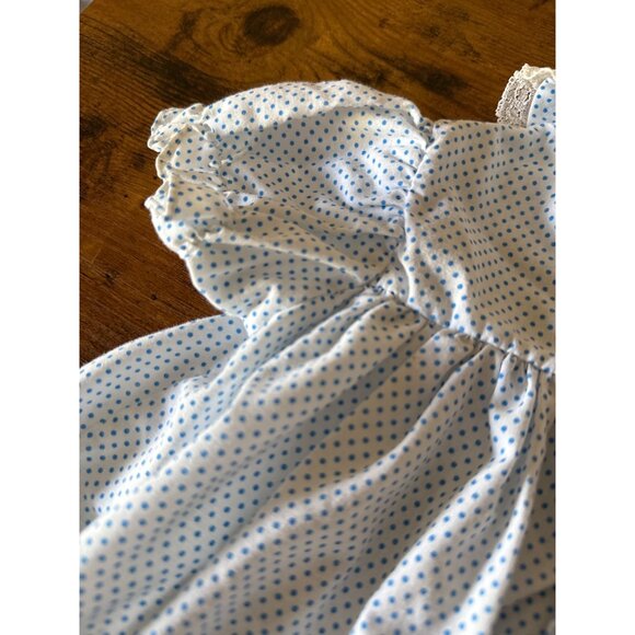 Vintage Hand-Smocked Baby or Doll Dress With Polka Dots & Lace Collar - Picture 8 of 16